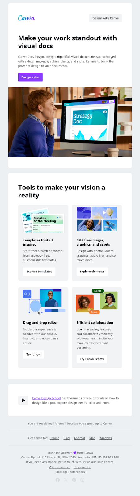 Canva's good email design